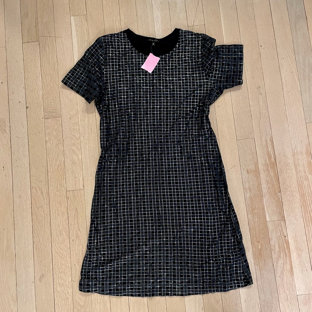 Cute Theory Tshirt dress sparkly shimmery lurex checkered